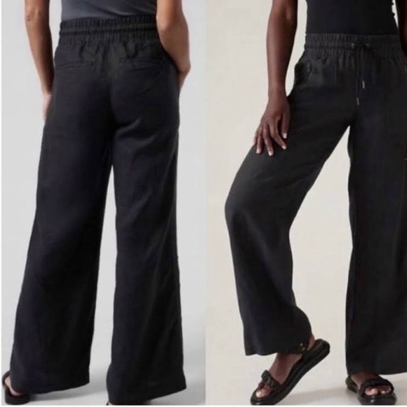 Athleta Pants - Athleta Cabo 100% Linen Wide Leg Pant in Black Size 4